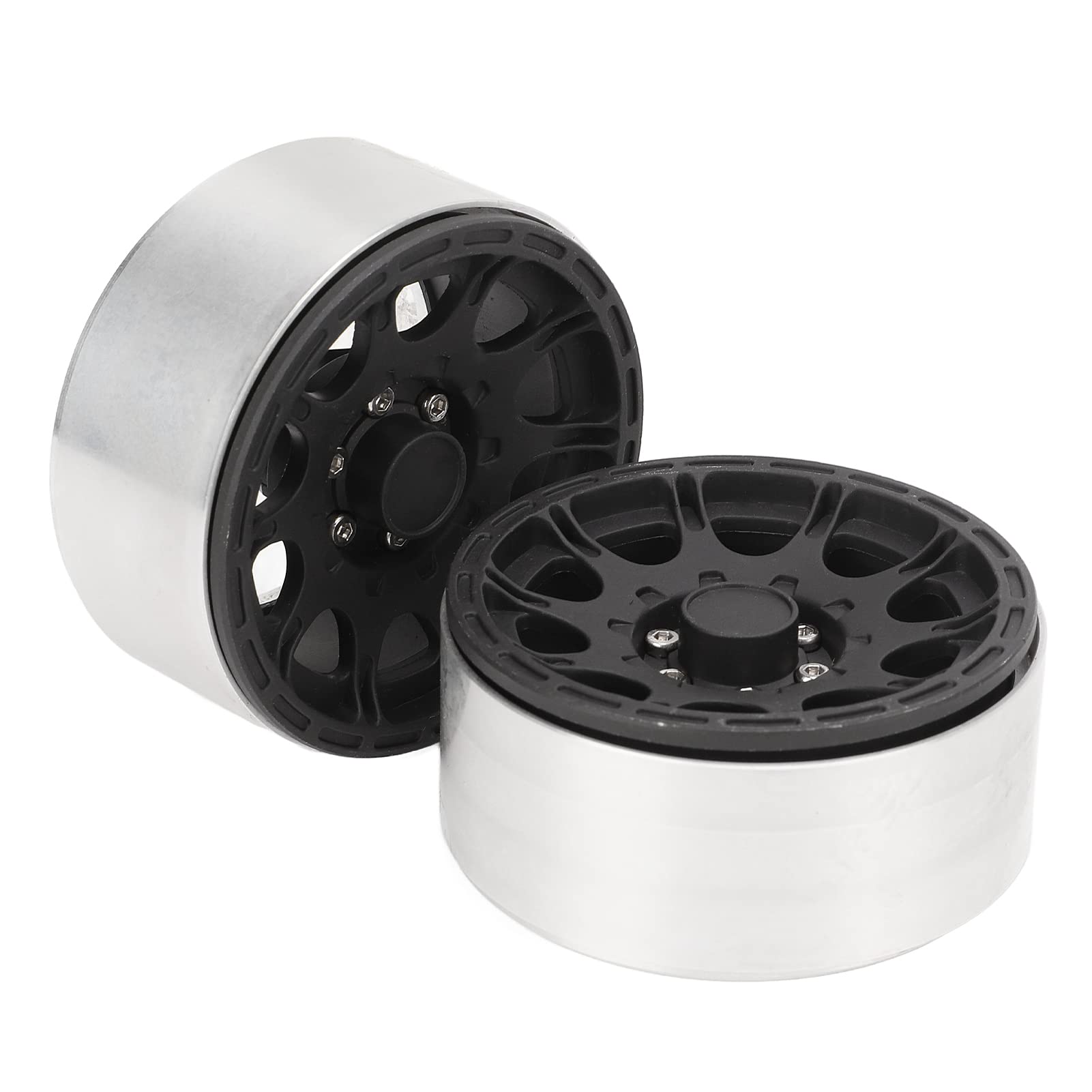 2個入り口・入口 1.9in 軽銀アロイ ビード鍵を掛ける式車輪こしき、 SCX10用RC鉄道車両用車輪リム、CNC産業による耐久性の止ん事無いこしきで鍵を掛けるタイア腹積もり、オフロード走行に相応う (黒)