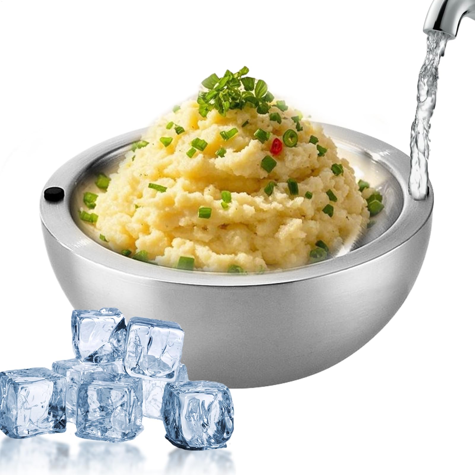 ディップチラーボウル | ステンレス鋼製冷やりとした寄り合いサーヴァー - グアカモレ サルサ 出どころ 調味料 フルーツ エビ 魚 保温大電気容量どんぶり鉢 烈烈たる一皿分の料理 バフェパーティー用