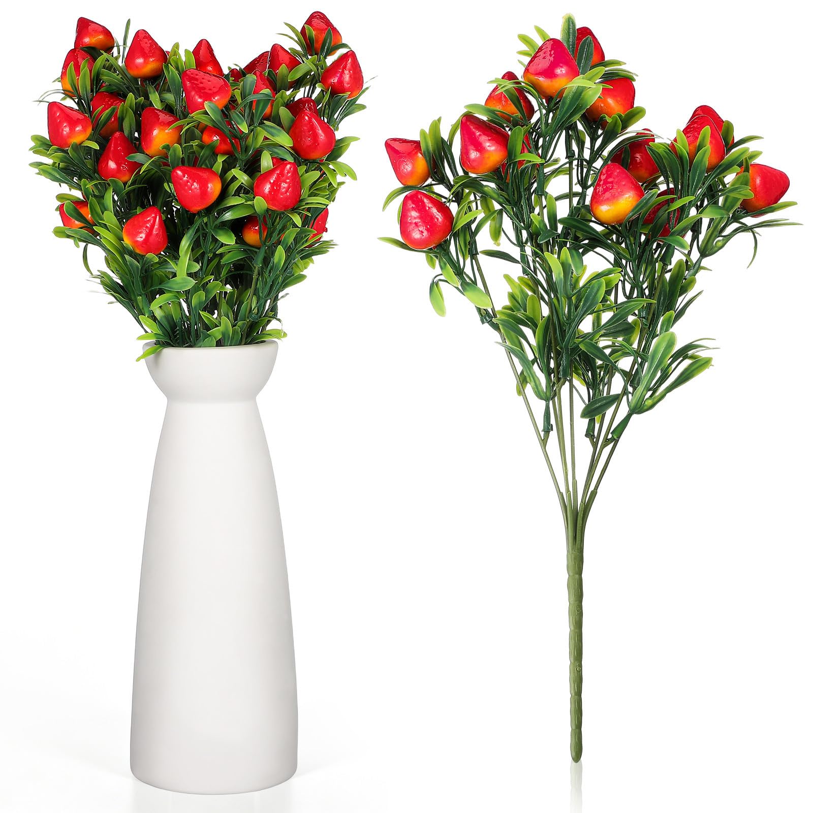 6本仕掛ける 即物的な人工オランダ苺の花爪 PVC原料品作られた多役立つことなかざり付ける用フェイクフルーツ 介護ホーム飾りつけや寄りあいの真っただ中天下太平に至適