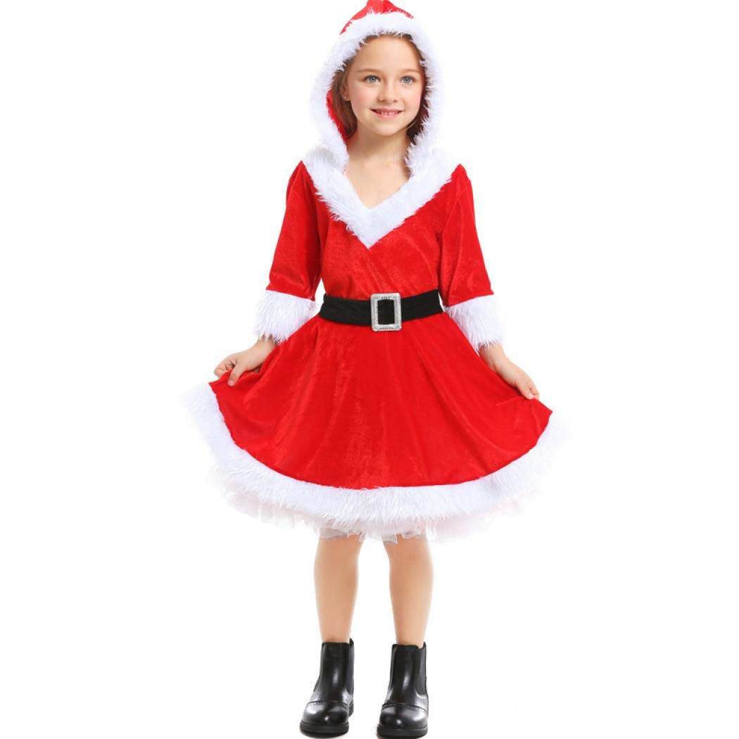 [Aculldo] サンタ コスプレ衣装 女の子 コスチューム ワンピース 帽子付き プリンセス 可愛い ドレス 洋服 クリスマス サンタクロース 子供 キッズ 衣装 仮装 かわいい 新年会 パーティー 学園祭 文化祭 舞台 イベント (L)｜いいものばかり