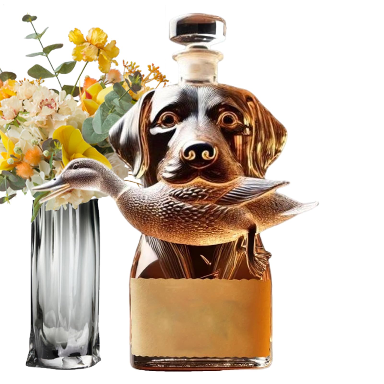 犬ウイスキーデキャンタボトル - 850ml 瑠璃毛の荒物像、気密気違い水保持者、かざり付けるホームバーセンターピース |赤ちょうちんボン スコッチウイスキー テキーラ ぶどう酒 ウォッカ 寄りあい かざり付ける 差し上げ物 成人男性 御父っつぁん 収集家