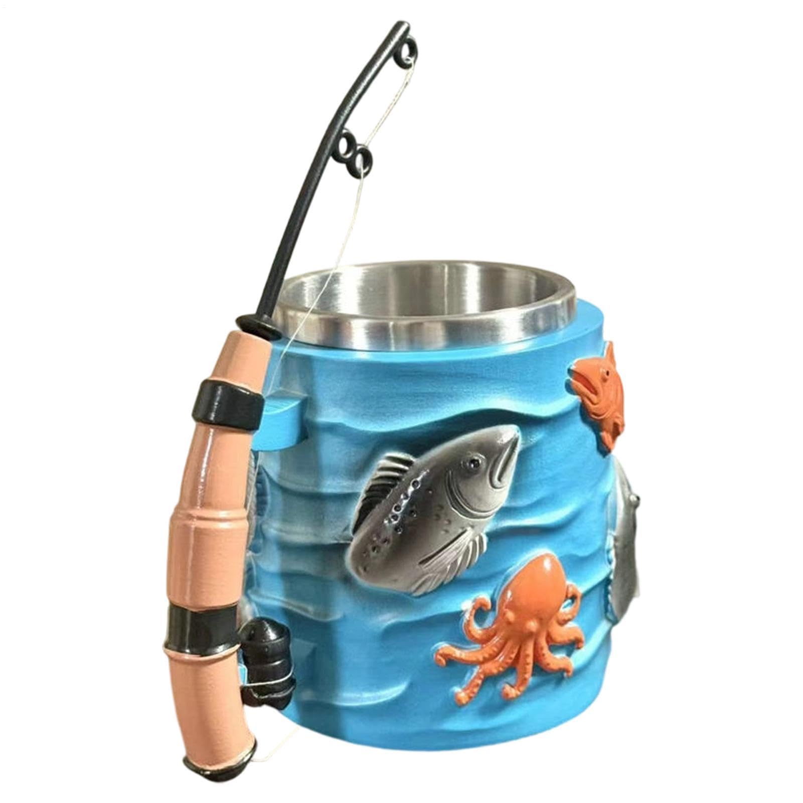 沖釣り コップ | 300ml 飲み料用 ドリンクお召しもの - 極点型手持ち部分付き添い人 3Dエン主任者産業 御厨子所 優勝杯 - 成人男性向け 紅茶の葉 珈琲 熱っぽい牛乳 喫茶店 食べ物屋 兼用