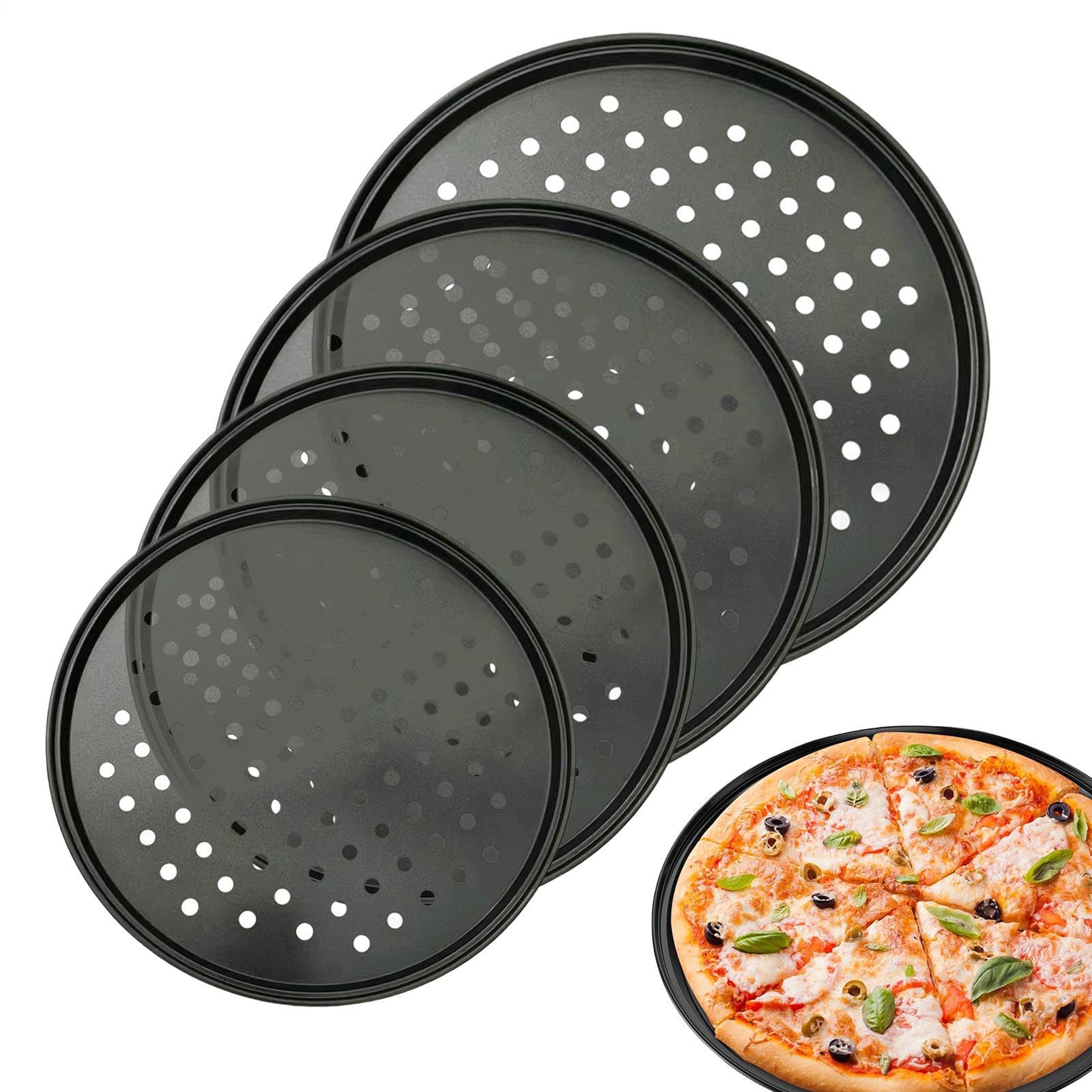 Pizza Pan,焦げ付き押しとどめるキッチンベイクウェア | 丸型ピザパイ居敷き | アパルトマン・貸しさげる勝手もと・野営・BBQ寄り合い・老人ホーム・寮・泊まり用