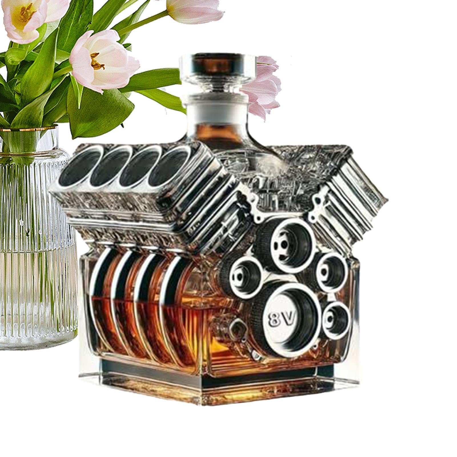発動機 デカンター 瓶 - V8 原動機に入伸を得た主題メロディのウォッカ ウィスキー デカンター、ノティ四輪車ホームバーかざり付ける |バレンタインデー、テキーラ、赤ちょうちんボン、ブランデイ、一緒になる祝賀会、差し上げ物に至適です。