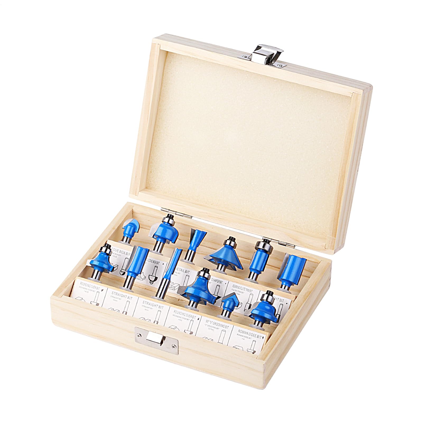 ルータービット 木工用 | 12点 合金製 ガイド ツール 収納ケース 付き | 1/4インチ (約6.35mm) デコラティブ ルータービット | 木工作業家具製作キャビネット製作ドア縁トリミンググルービング平坦化用｜いいものばかり