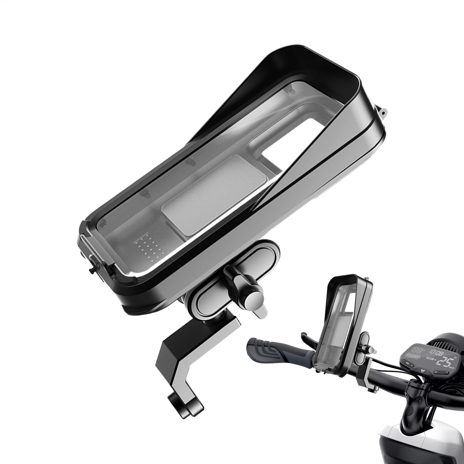 電動スクーター用 スマホホルダー - 防水 バイクフォン マウント レインカバー付き | オートバイアクセサリー GPS 動画録画 ライブ配信 ナビゲーション - ツーリング 録画 ライブ配信｜いいものばかり