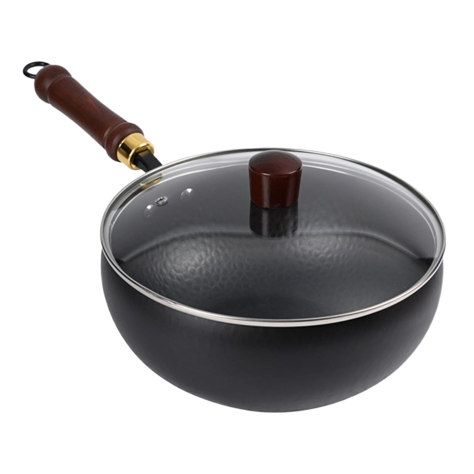 Iron Pan - Traditional Uncoated Ergonomic Cooking with Lid, Heavy Duty | Ideal for Home Outdoors Restaurant Camping Indoor Use Chef Stir Fry Saute Boil Cookware