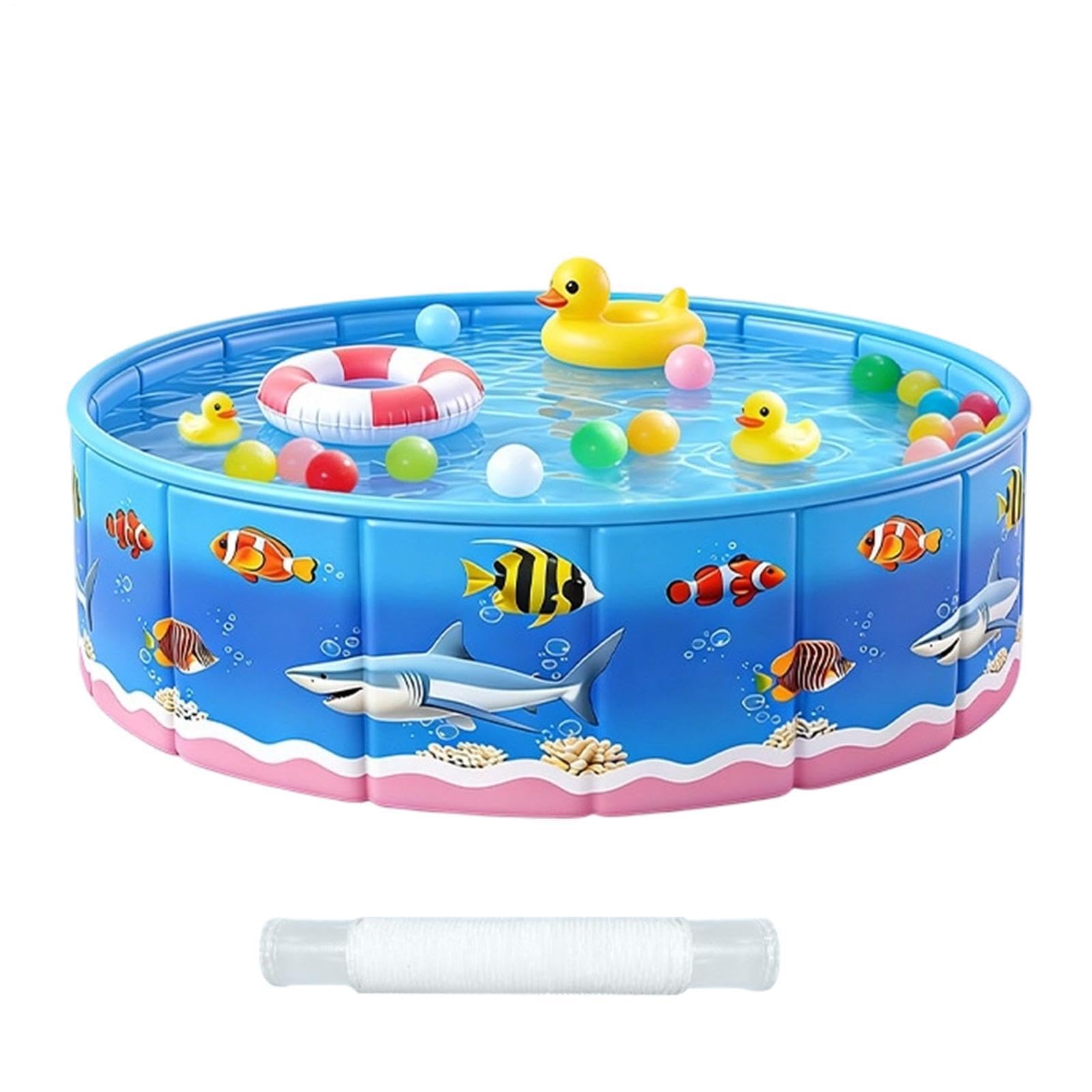子供用スイミングプール | 海テーマプリントの丸型バスタブ - 空気入れ不要のカートカートゥーンバックヤードプールゥーンバックヤードプール | 男の子 女の子 犬 ペット 庭 パティオ 夏の水浴び用|いいものばかり