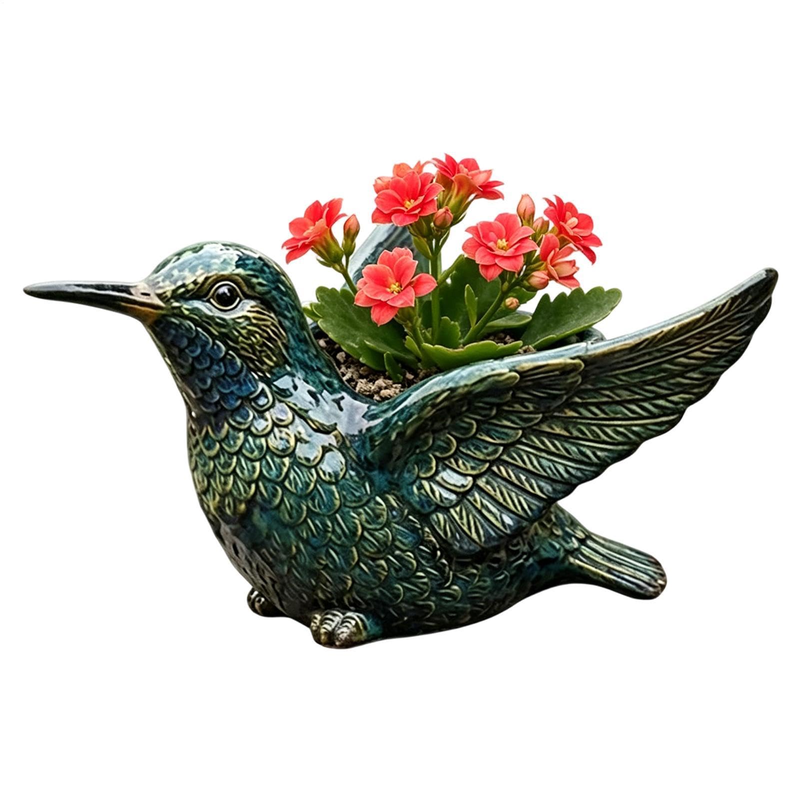 鳥主題のバードプランター - 愛くるしげ レジン製 ハチドリ形 入れもの,室内草木用プランター,通った跡 中庭 芝地 室内 室外 車寄せ カクタス 縁側 身寄り家庭菜園 庭用