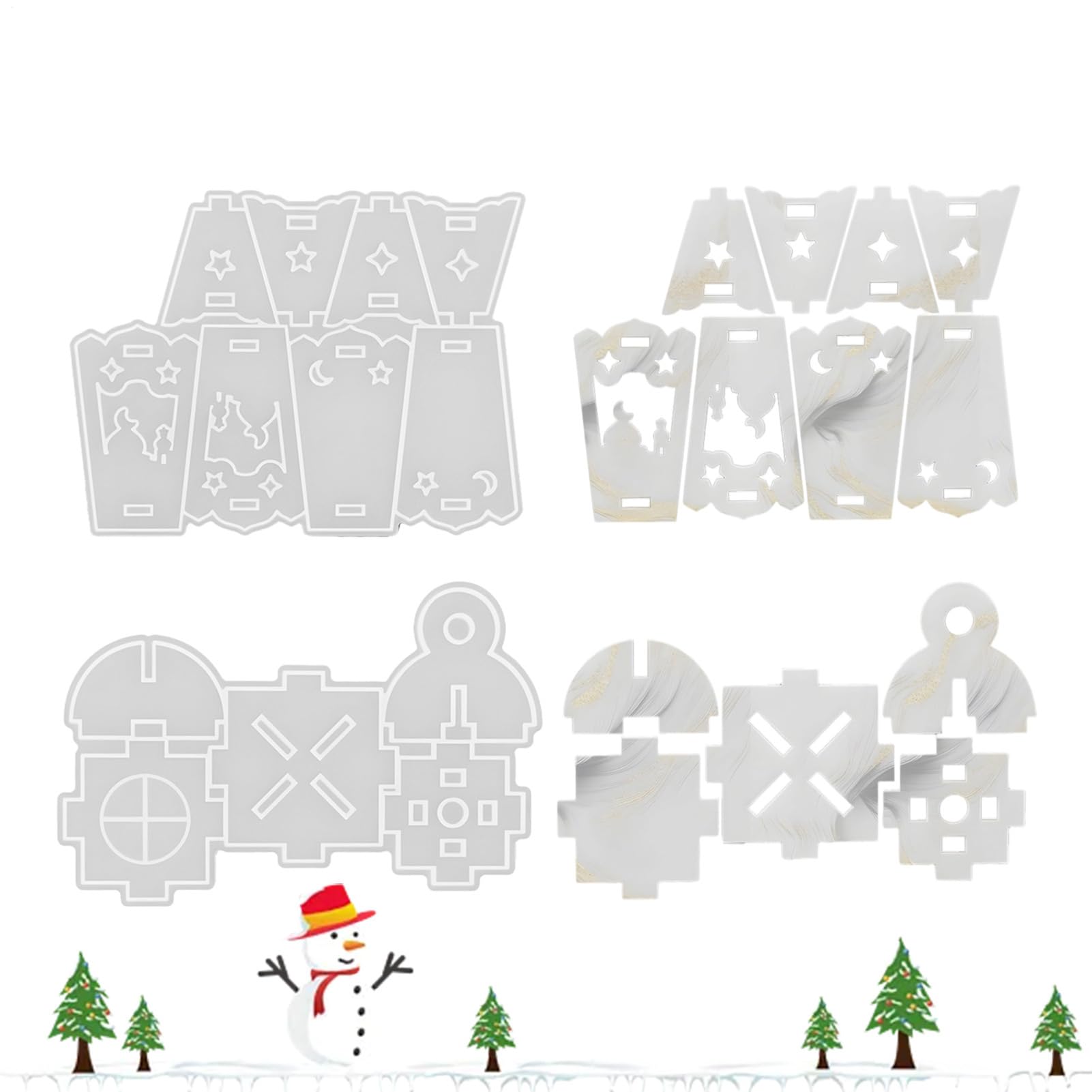 Christmas 脂ショッピングセンタード,ランタンクリスマスデコレポキシ型ケイ素樹脂 - 再受け入れる能力のある手工芸品設備脂焼セッコウ老人ホーム飾りつけ - 老人ホーム飾りつけ 寄りあい生み出すこと 赤ちゃんから成年者まで未経験者も