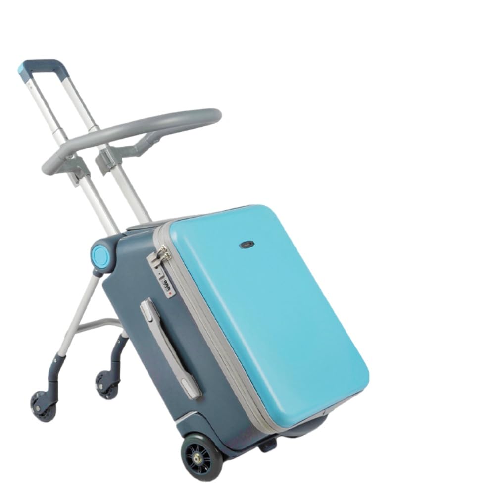 [JICOMUS] 小わっぱ用旅行バッグ乗れる キッズキャリーケース ラゲッジ キャリングケース 乗れ る旅行容れもの 乗り込む 小わっぱ用の手押し車として当てはめるできます, 小わっぱの遊び心に心うれしい 旅する・野あそび・帰国に助けになる 40L大電気容量 最大限度積み上げる掛け目60kg 20in (青碧,A)