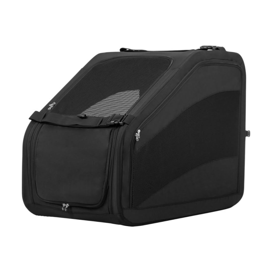 【飛び出し防止・耐荷重30kg】 KDBT 車載用 折りたたみ 旅行/通院/お出かけに 通気メッシュ&防水加工 ペットキャリー コンパクト収納 小型犬・猫兼用 カーゴボックスとしても便利 (C)|いいものばかり