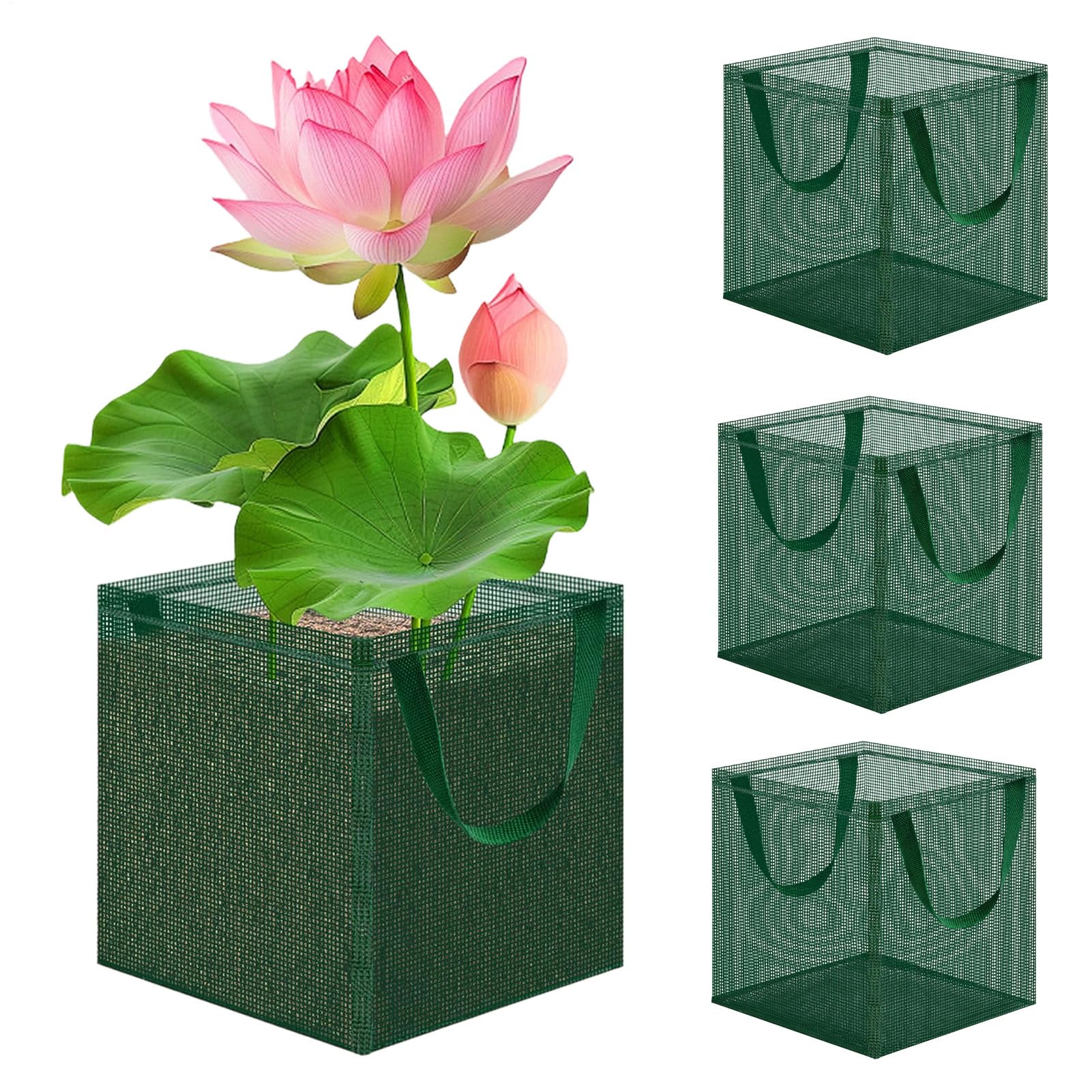 池の草木プランター袋 | 4個入り口・入口 メッシュ プランター 手かご 草木 入れもの 植栽用 メッシュ原料品 多役立つこと 相応う - 通気性 スイレン鉢 入れもの - 小ゆり お水苑地 池 オランダ苺作りだす入れもの 土用