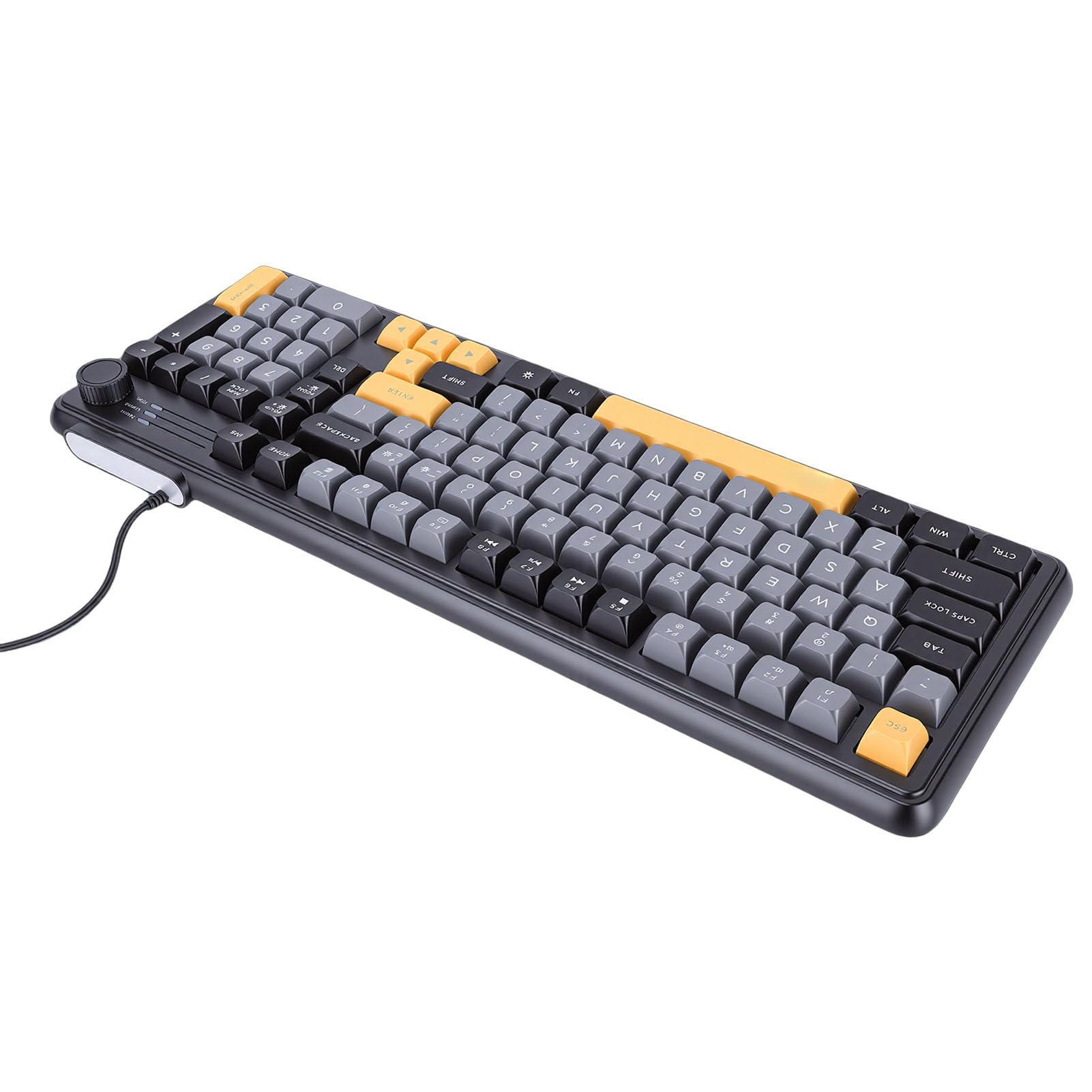 ゲーミングキーボード USB有線 メンブレン式 ソフトウエアで回転させる役立つことをカスタマイズ能力のある 万物の霊長科学技術に基づいた腹積もり 耐久性ABS原料品 7色うしろ側点火装置 多os相応う Mac リナックス Android相応う with カラフルキーキャップ for 取り組み タイピング
