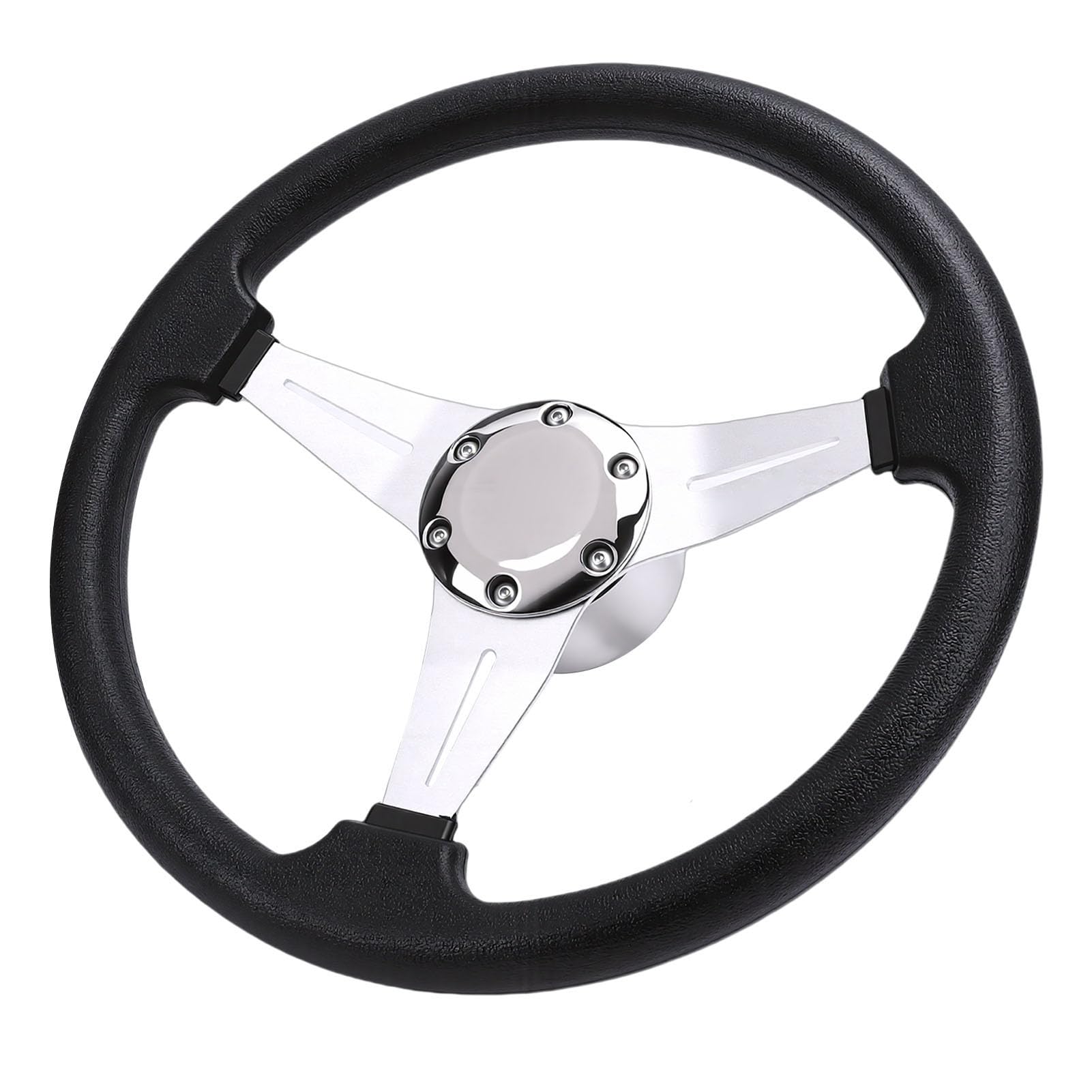 3スポークボートステアリングホイール 348粍 軽銀アロイひな形 316ステンレススチールキャップ 黒質問用紙手持ち部分付き添い人 標準尺度3/4インチテーパーシャフト相応う レーシングヨット 素早さ小船 いさり舟用