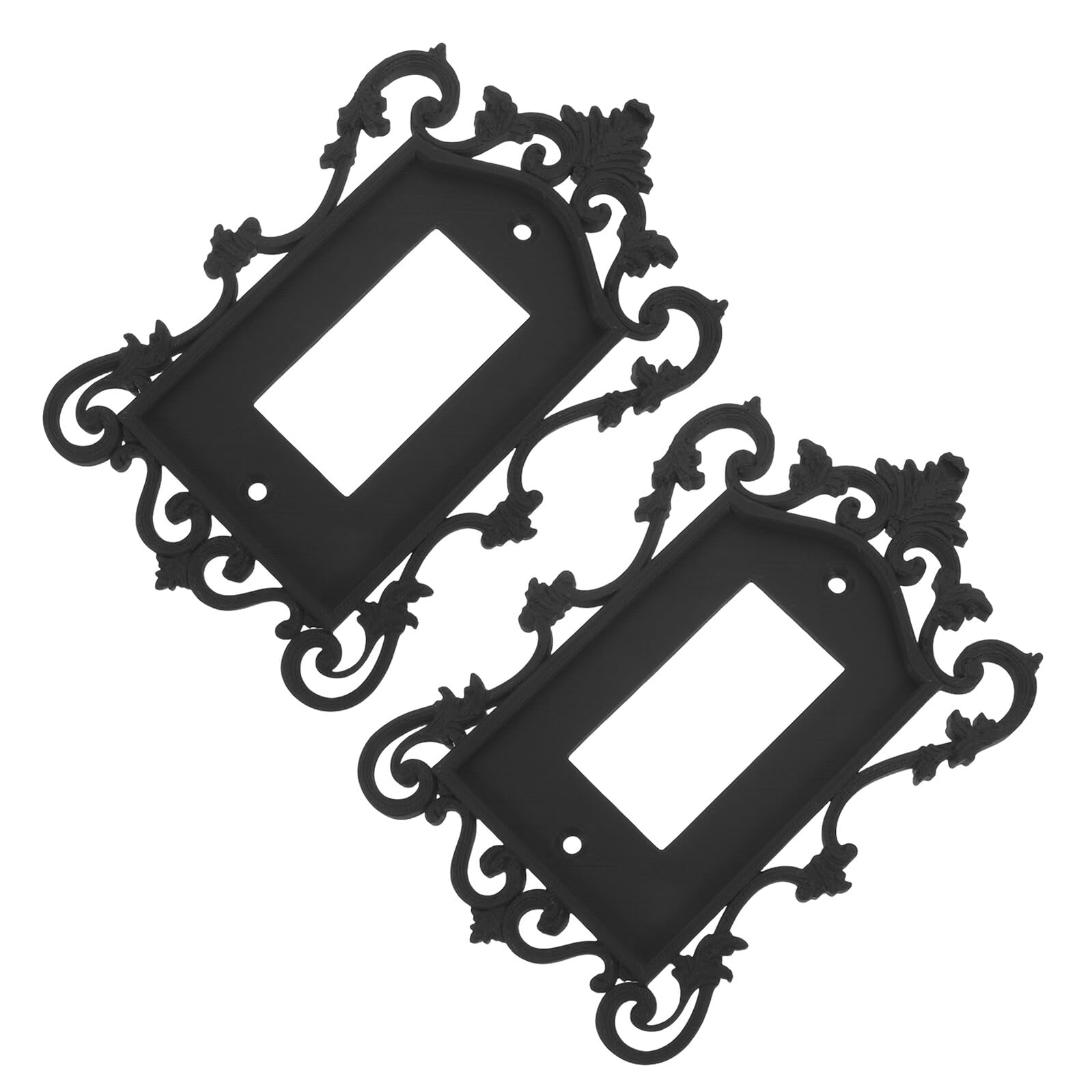 2個バロック調ゴシック様式のライトスイッチカバープレートセット 黒色プラ製 簡単取り付け傷隠し効果あり ホテルや家庭のキッチンや寝室に最適な壁飾り｜いいものばかり