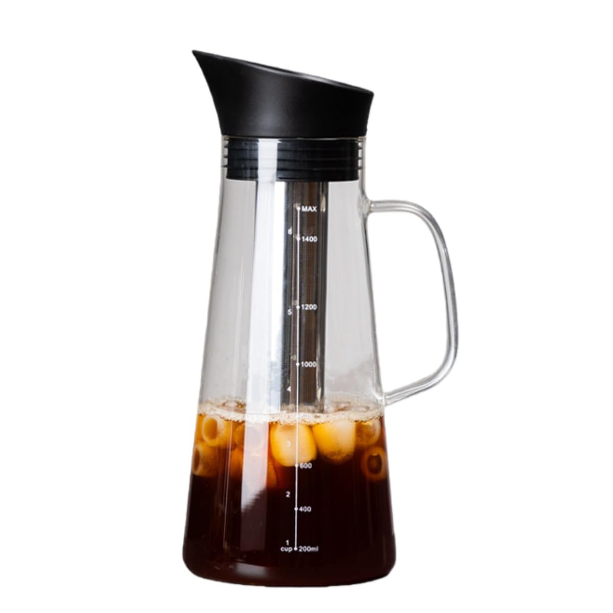 コールドブリューコーヒーメーカー、Fiozwea 身寄り用450ml、御勤め用1500ml、大静電容量、フィオズウィア コールドブリューポット、ハンドフィルドコーヒー、コールドブリューティーメーカー、コールドブリューホッパー。 (1200ml)