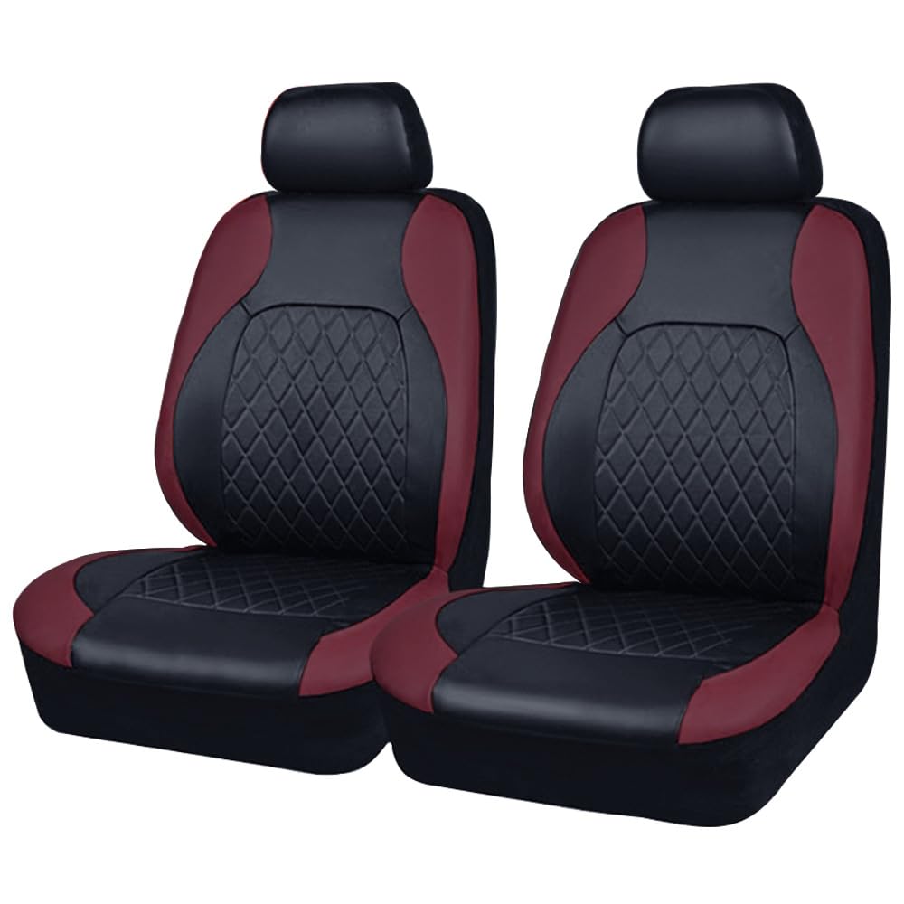 トヨタ、ホンダ、GAC、プリウスZVW30、プリウス30シリーズ、トヨタプリウスαZVW41W、装飾トリム用の高級キルティングレザーカーシートカバー (ワインレッドのフロントデュアルシート)｜いいものばかり