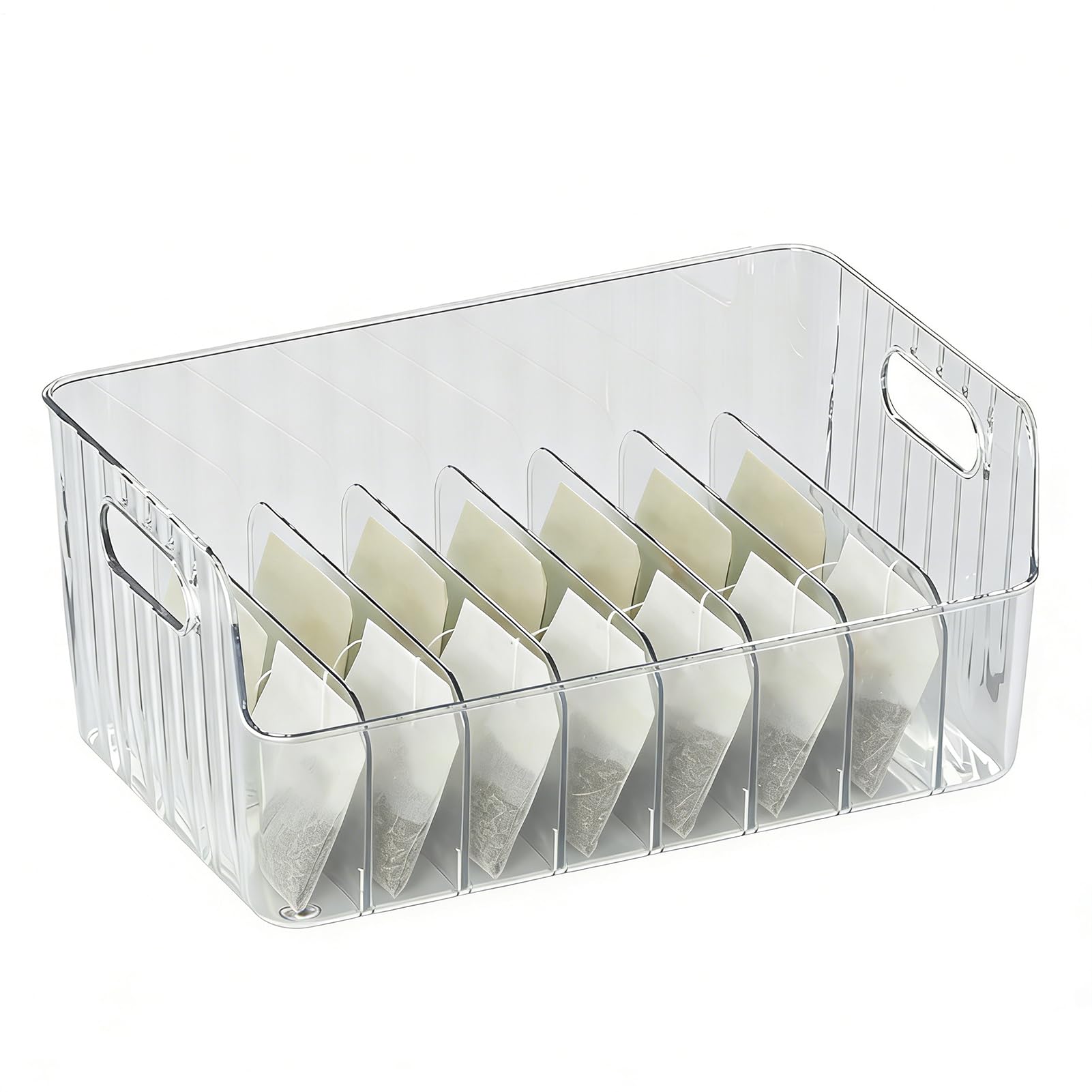 Food Storage Organizer - Kitchen Organization Bin, Versatile Food with Adjustable Sections, Adjustable Condiment Organizer, Clear Handle Storage Box, Multi-Purpose Holder for Snacks, Drinks