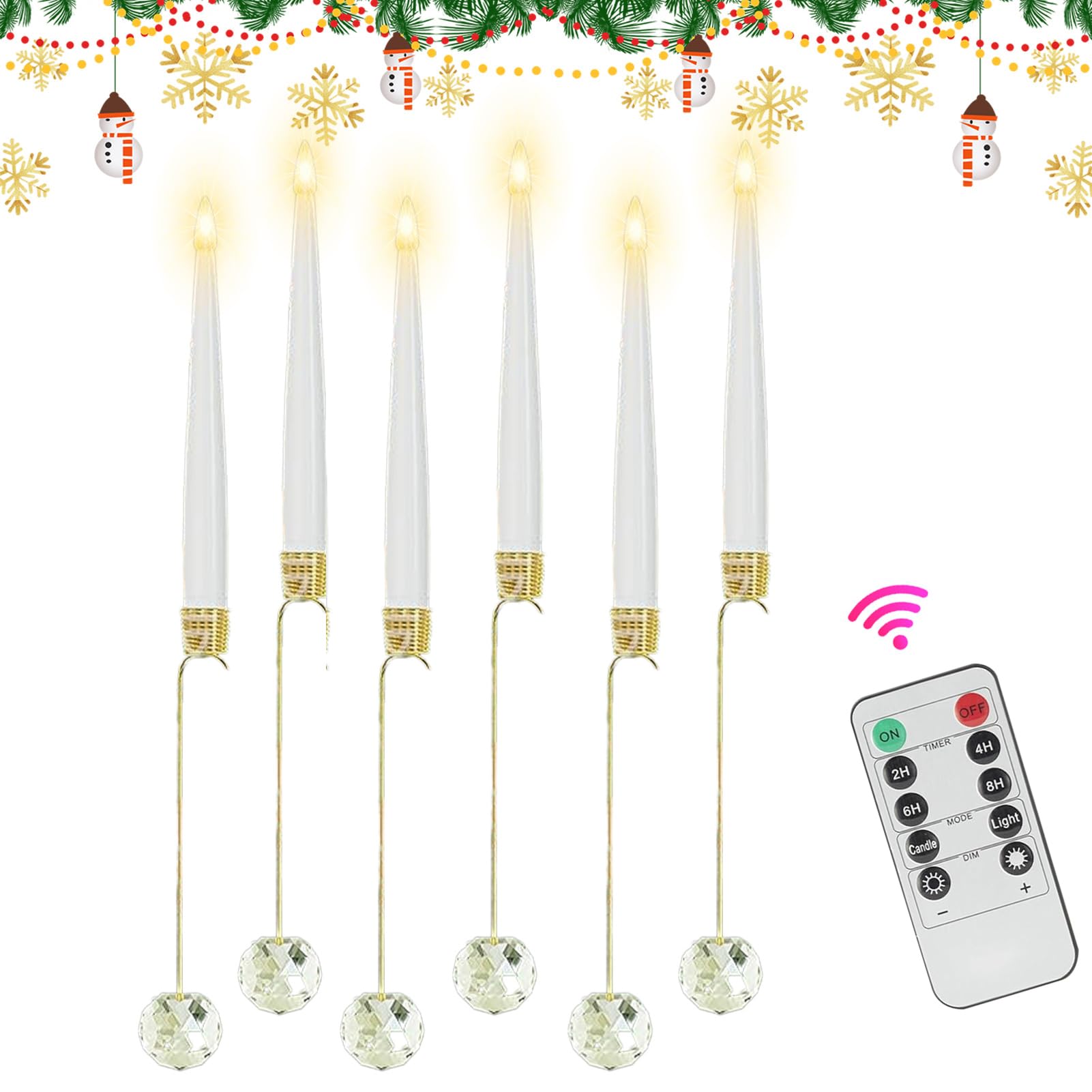 クリスマス蝋燭 | 炎のない蝋燭 遠隔操作付き添い人 ヨーロッパ樅用,6個仕掛ける かざり付ける用 真珠どんぶり鉢引っ掛かり付き添い人 介護ホーム 公休日 寄りあい向け