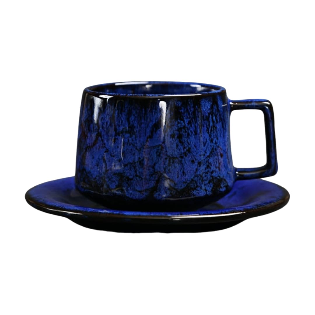 コーヒーカップ 180ml セラミック レトロ ストーンウェア コーヒーカップ＆ソーサーセット ギフト(B) [並行輸入品]｜いいものばかり