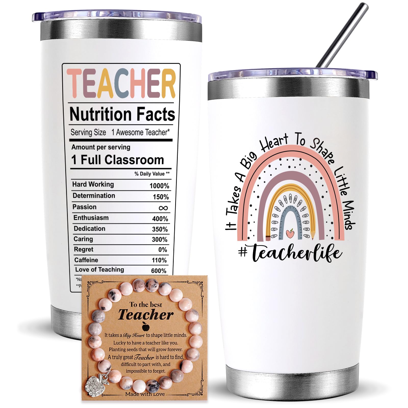 Teacher Gifts for Women-Teacher Appreciation Gifts -Gifts for Teachers Women - Teacher Birthday, Christmas, Graduation, Thanksgiving, Appreciation Week, Back to School Gifts -20 Oz Teacher Tumbler