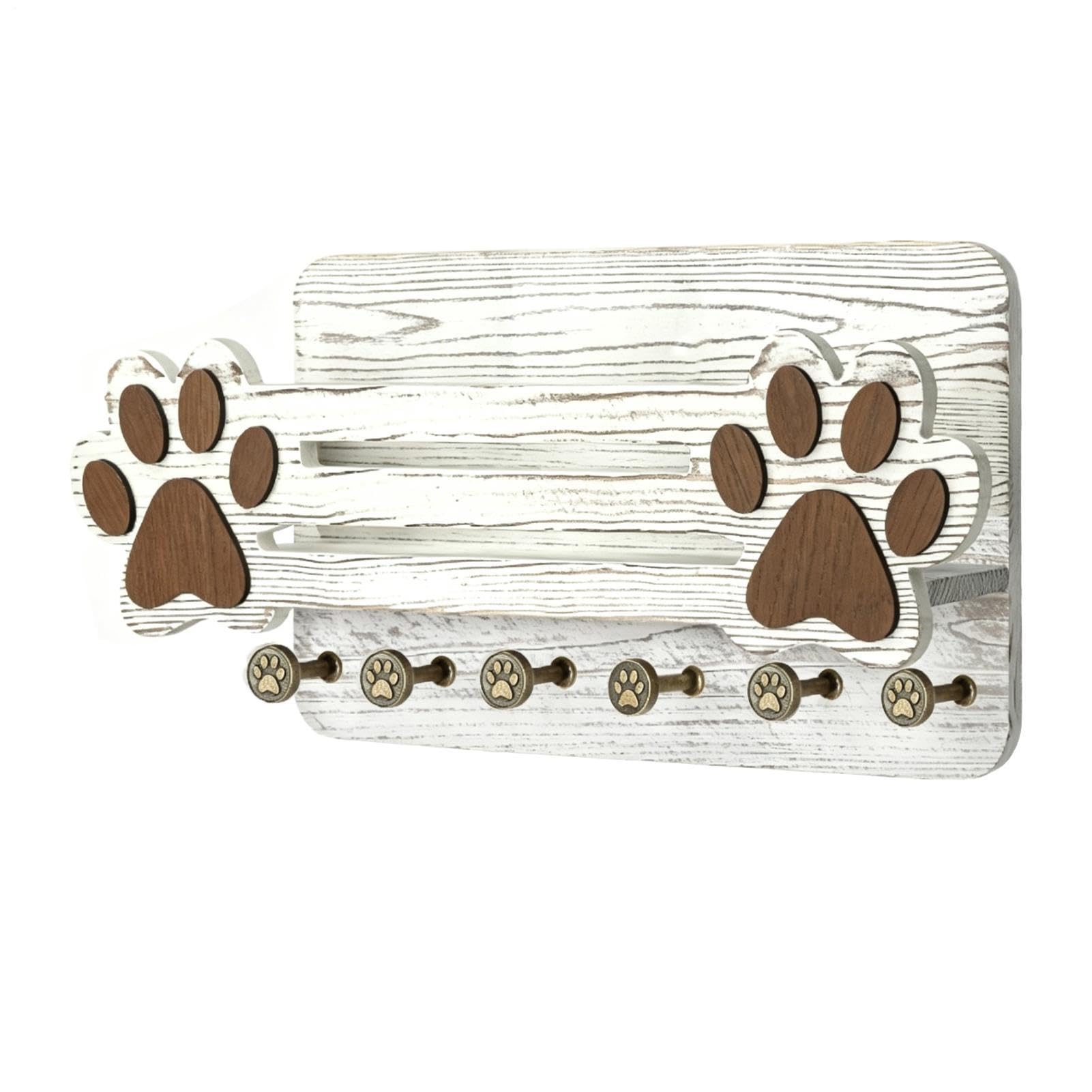 壁面に取り付けてご当て嵌めるいただける手合いの 犬用先んじる掛け引っ掛かり金具,木製 肉球青写真 6引っ掛かり 愛くるしげ | 部屋の入り口キーホルダーハンガー | 定住地の部屋の入り口 リビング 御厨子所 臥し所 アパルトマン向け