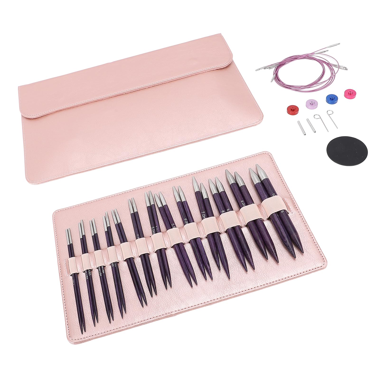 J-ouuo13 Pairs Circular Needles with 4 Cables 3.0-10.0粍 13糎 Length Detachable Knitting Needle Set for Home Use