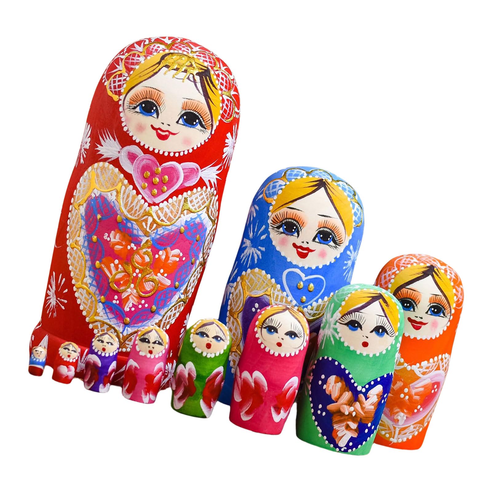 ロシアの入れ子人形マトリョーシカ 10 個セット スタッキング人形 子供の手と目のコーディネーション おばあさんのおもちゃ フェスティバル小道具 木製スタッキングおもちゃ｜いいものばかり