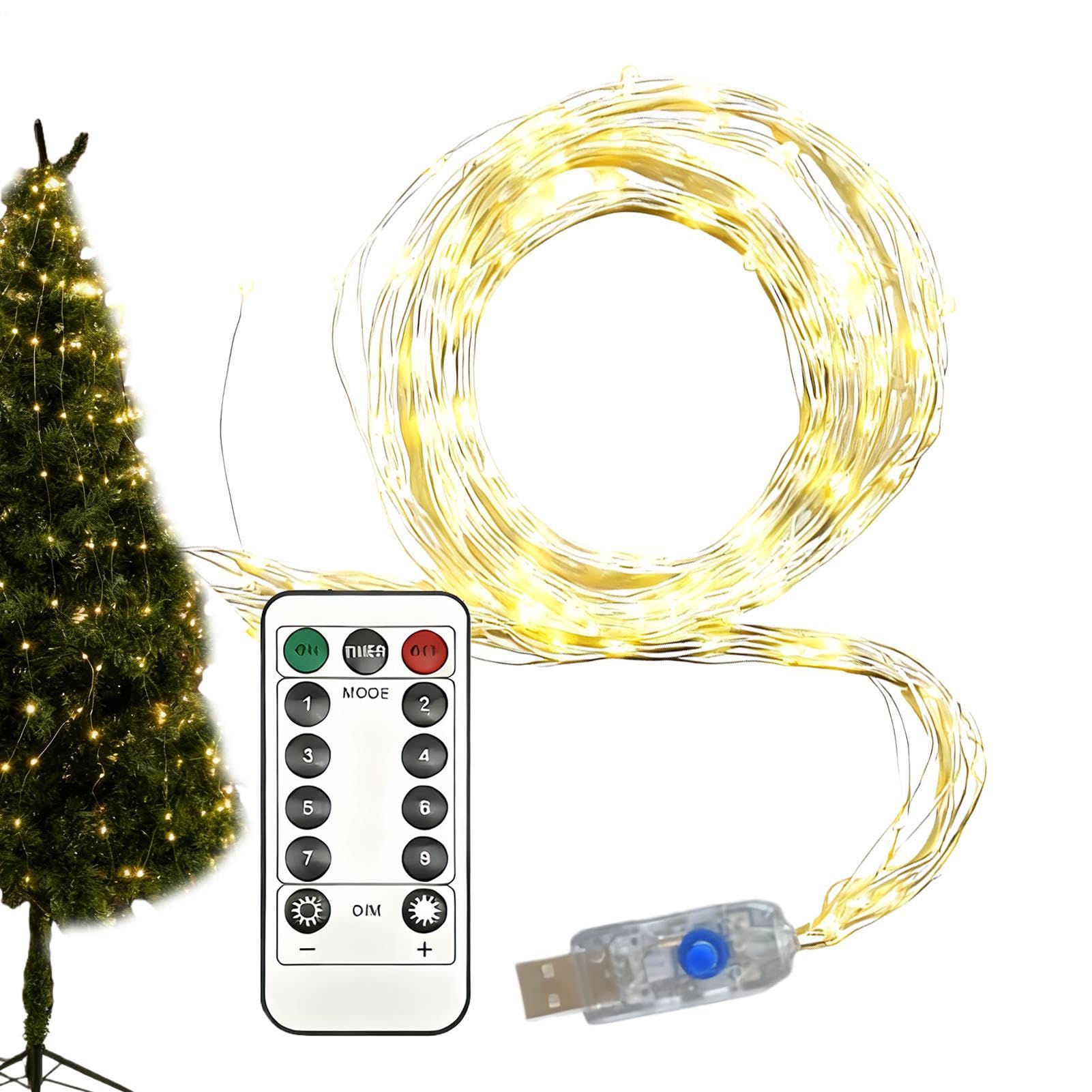 クリスマスツリーライト - 雰囲気照明 リモコン付き | 電池式 ワイヤー クリスマスライト | 屋内屋外用 柵 パティオ 裏庭 玄関 車道 ポーチ パーティ 誕生日｜いいものばかり
