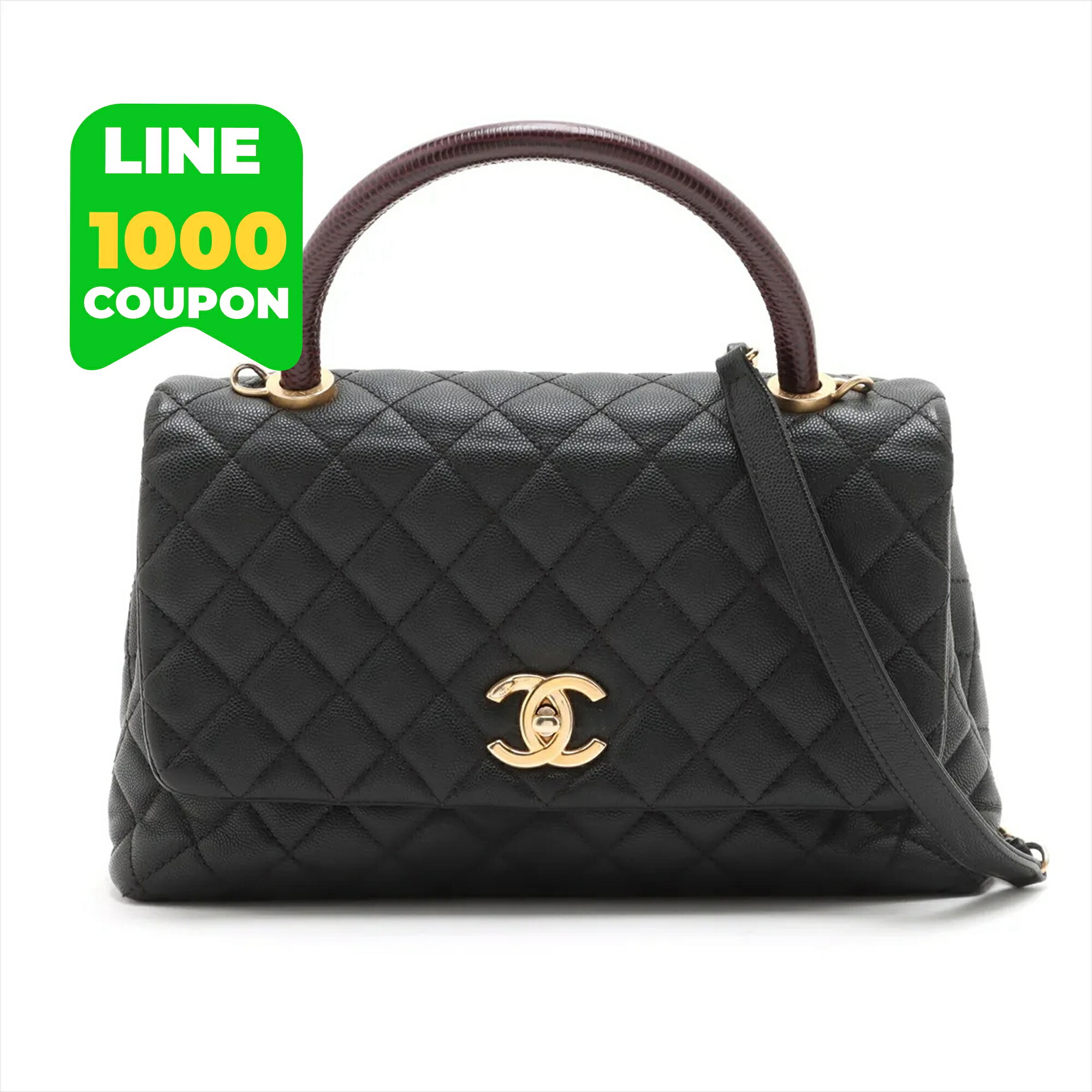 CHANEL シャネル ココハンドル29 キャビア素はだ 蜥蜴 2WAY ハンドバック 黒いこと 黒 ゴールド金具 A92991 ショルダーバッグ いの一番手持ち部分 レディース 中古 美品