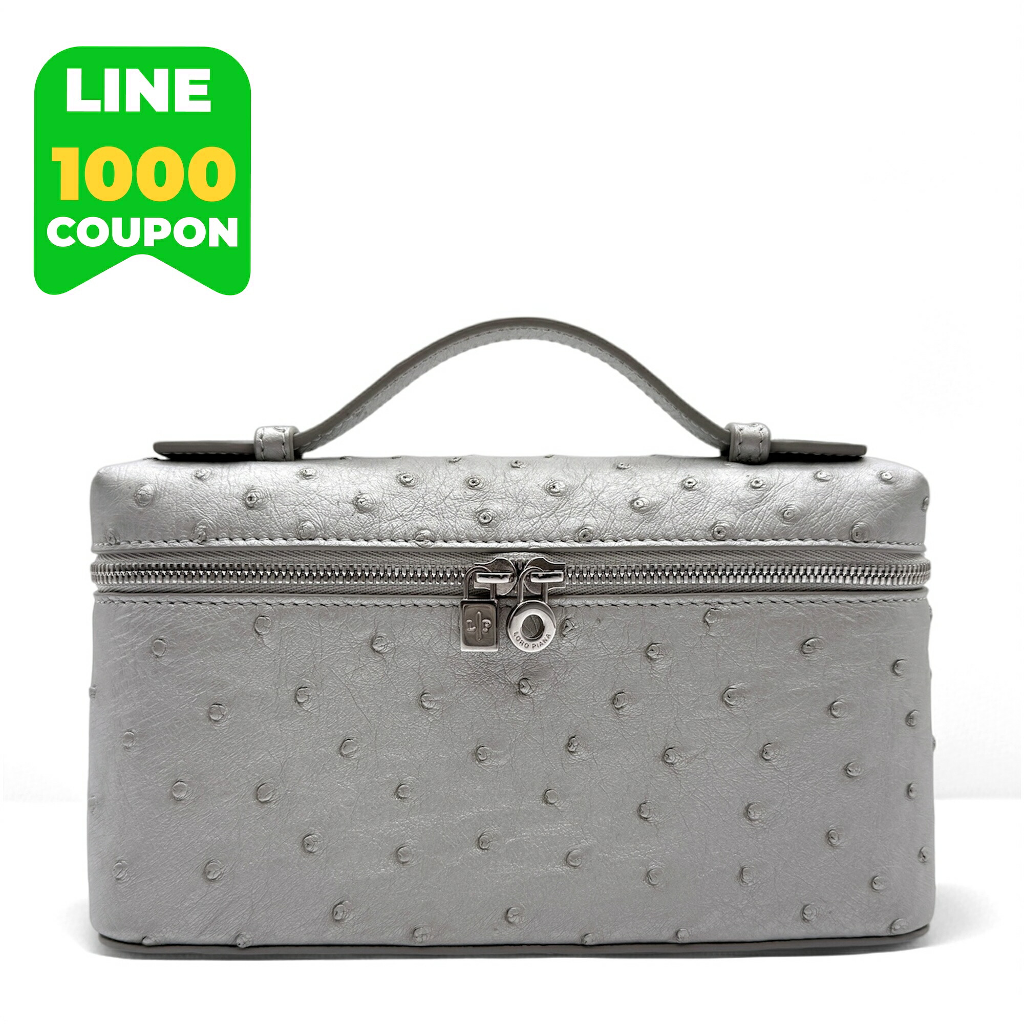 ロロピアーナ FAO1404 エクストラ 衣嚢 L19 駝鳥 ショルダーバッグ Loro Piana Extra Pocket L19 Ostrich しろがね色 レディース ミニ御徒面子 差し交わす上半身 御前上等なめし革