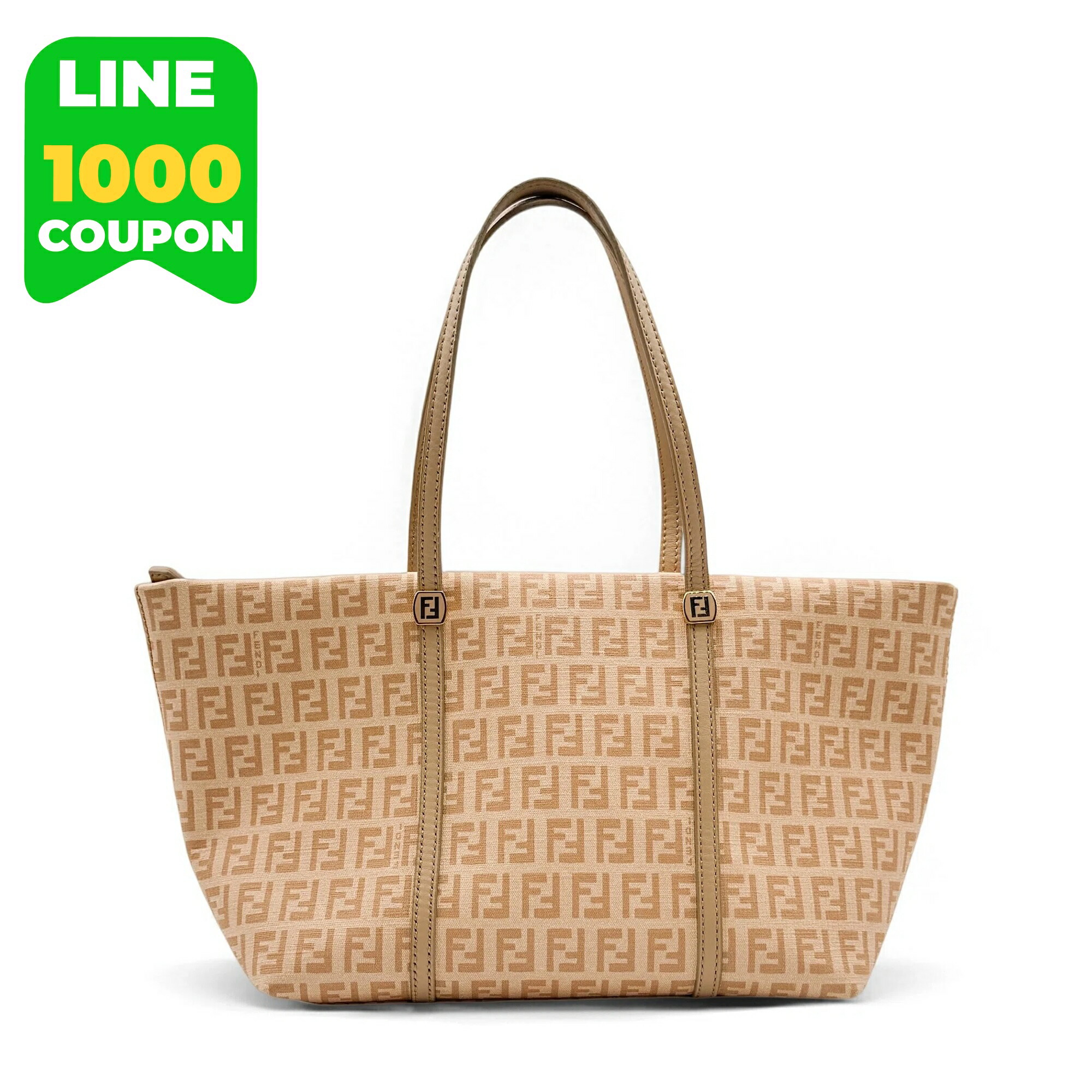 【人気ヴィンテージ】フェンディ ズッカ柄（ズッキーノ）キャンバス&times;レザー ハンドバッグ ベージュ FENDI レディース トートバッグ ブランドバッグ 人気 美品｜丸本ブランド品