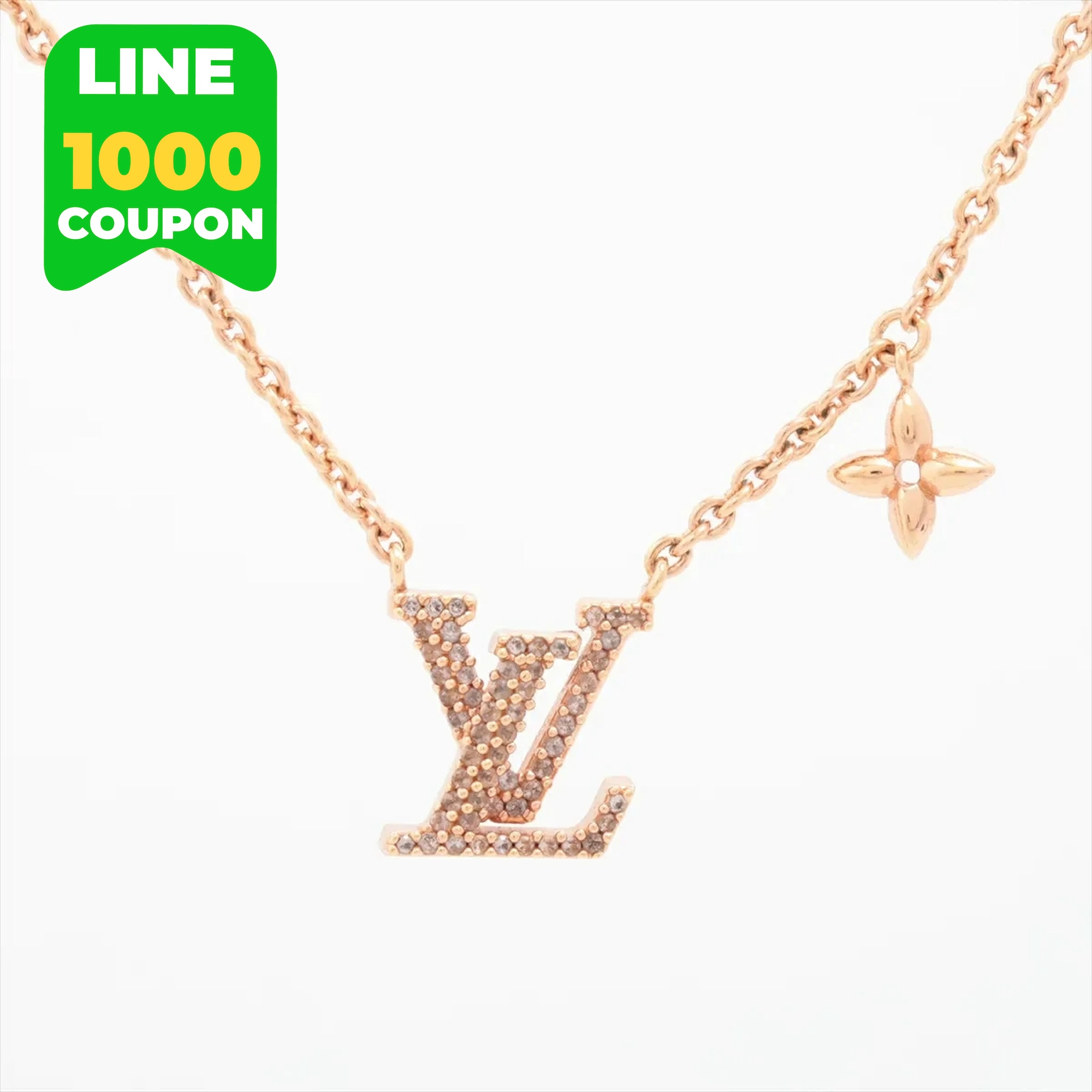 【美品】ルイヴィトン コリエ LV アイコニック ネックレス M00985 TE3272 ローズゴールド GP ストラス フラワー チャーム ペンダント レディース 人気 アクセサリー｜丸本ブランド品