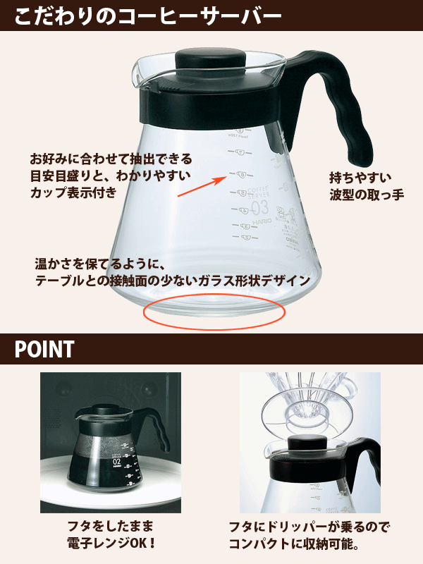 高速配送 HARIO ハリオ V60 コーヒーサーバー 450<BR>VCS-01B