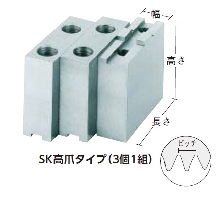 お取り寄せ】TRUSCO 生爪北川用 B用 チャック12インチ P1.5mmH50mm B