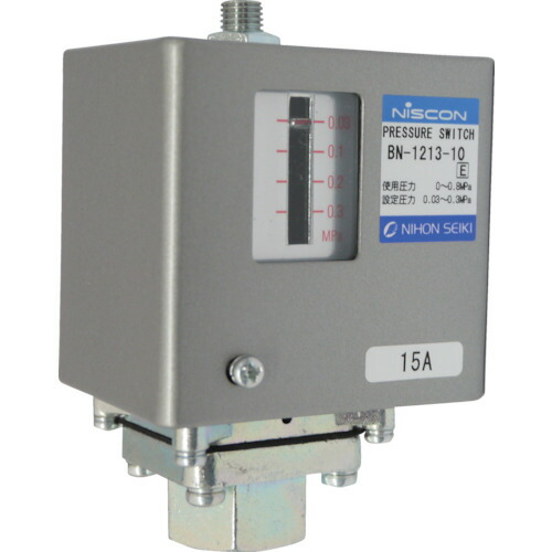 日本精器　圧力スイッチ設定圧力０．０３～０．３ＭＰａ【BN121310】 販売単位：1台(入り数：-)JAN[4580117340016](日本精器 切替弁) 日本精器（株）【05P03Dec16】