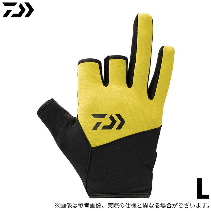 C ダイワ Dg 22w イエロー L 防風グローブ 3本カット フィッシングウェア 22年秋冬モデル 春早割
