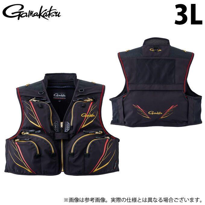 (c)【取り寄せ商品】 がまかつ GM2328 (3L／ブラック) ショートハーフメッシュベスト (フィッシングウェア・鮎用品／2023年春夏モデル) 【Σ01】 17,627円
