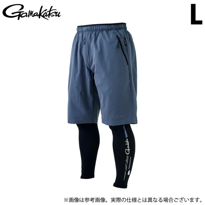 (c)【取り寄せ商品】 がまかつ GM3696 (L／グレー) サマードライショートパンツ(インナー付き) (フィッシングウェア／2023年春夏モデル) 【Σ01】｜つり具のマルニシ店