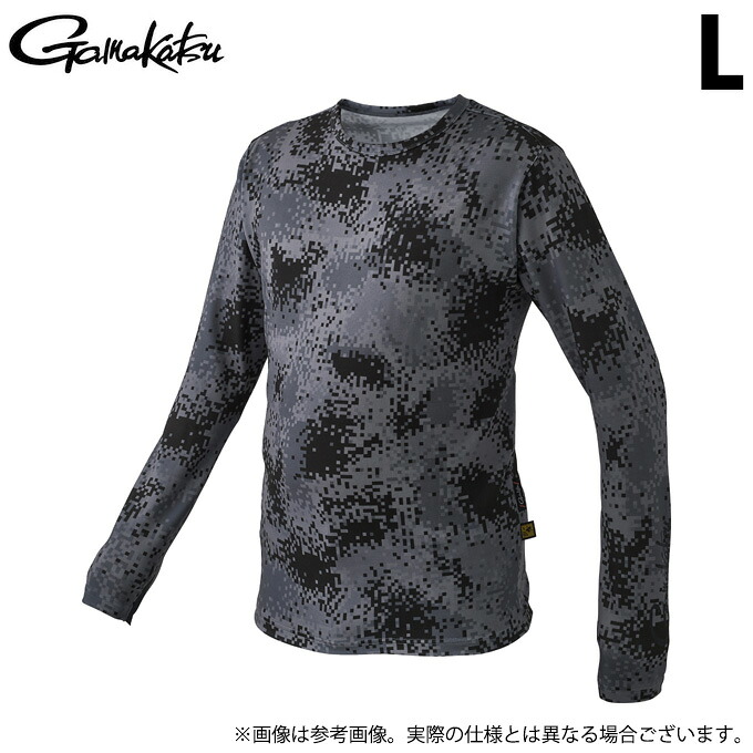 (c)【取り寄せ商品】 がまかつ GM3704 (L／ブラックカモフラージュ) NO FLY ZONE(R) ロングスリーブクールTシャツ (フィッシングウェア／2023年春夏モデル) 【Σ01】