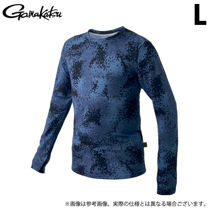 (c)【取り寄せ商品】 がまかつ GM3704 (L／ネイビーカモフラージュ) NO FLY ZONE(R) ロングスリーブクールTシャツ (フィッシングウェア／2023年春夏モデル) 【Σ01】