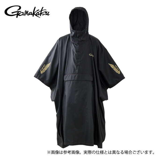 (c)【取り寄せ商いもの】 がまかつ GM3710 (黒いこと／F) レインポンチョ (レインウェア／2023年春夏模範例) 【Σ01】