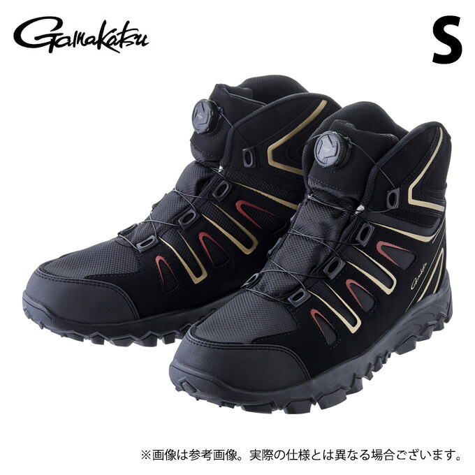 (c)【取り寄せ商品】 がまかつ GM4539 (S／ブラック×ゴールド) ダブルグリップ スパイクシューズ(防水) (靴・シューズ／2023年モデル) 【Σ01】