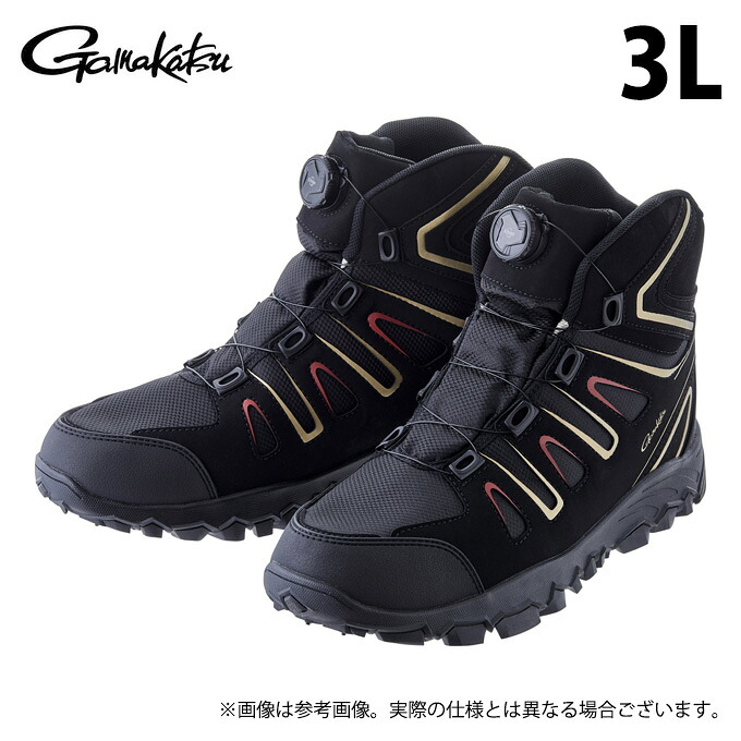 (c)【取り寄せ商いもの】 がまかつ GM4539 (3L／黒いこと×ゴールド) ダブル手持ち部分 スパイクシューズ(雨合羽) (靴・シューズ／2023年ひな形) 【Σ01】