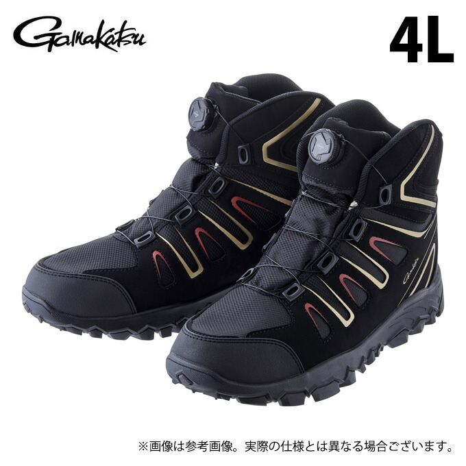 (c)【取り寄せ商品】 がまかつ GM4539 (4L／ブラック×ゴールド) ダブルグリップ スパイクシューズ(防水) (靴・シューズ／2023年モデル) 【Σ01】
