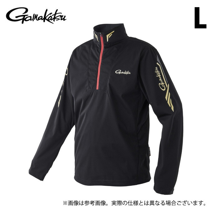 (c)【取り寄せ商品】 がまかつ GM3713 (ブラック×ゴールド／L) プルオーバージップシャツ (フィッシングウェア／2023年秋冬モデル) /23AW 【Σ01】 9,489円