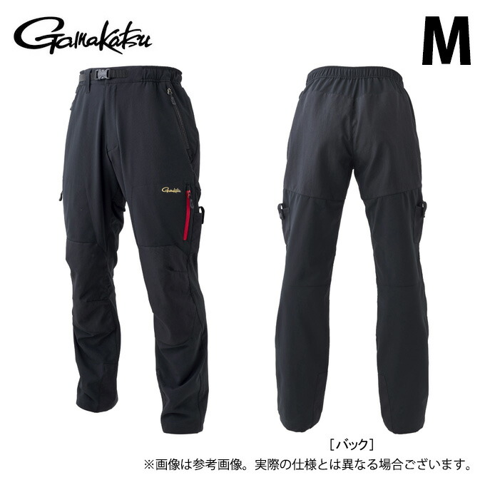 (c)【取り寄せ商品】 がまかつ GM3719 (M／ブラック×レッド) HDフィッシングパンツ (フィッシングウェア／2023年秋冬モデル) /23AW 【Σ01】