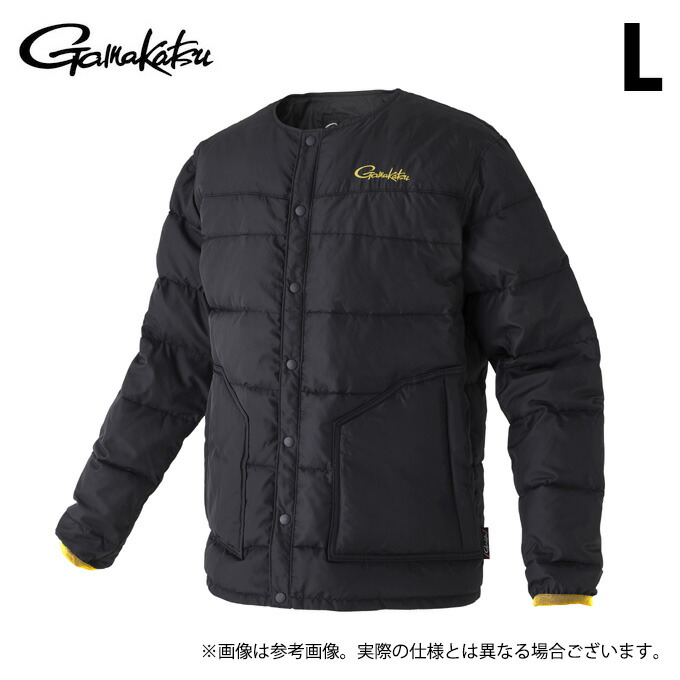 (c)【取り寄せ商品】 がまかつ GM3723 (ブラック×ゴールド／L) ライトダウンジャケット (フィッシングウェア／2023年秋冬モデル) /23AW 【Σ01】