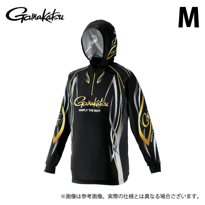 (c)【取り寄せ商品】 がまかつ GM3736 (M／ブラック) 2WAYプリントジップシャツフーディ (フィッシングウェア・鮎用品) /Gamakatsu /2024年鮎カタログ製品 【Σ01】